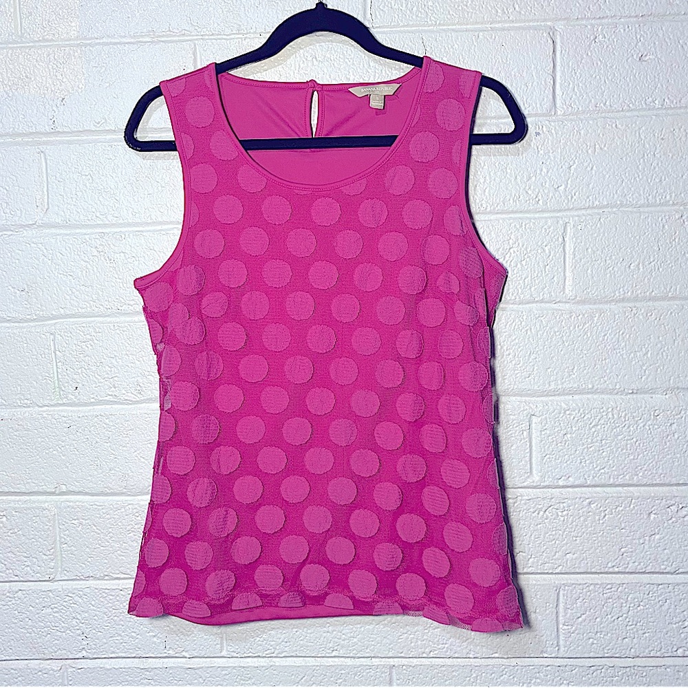 Banana Republic Polka Dot Sleeveless Blouse Tank Top Women’s Barbie Pink Small